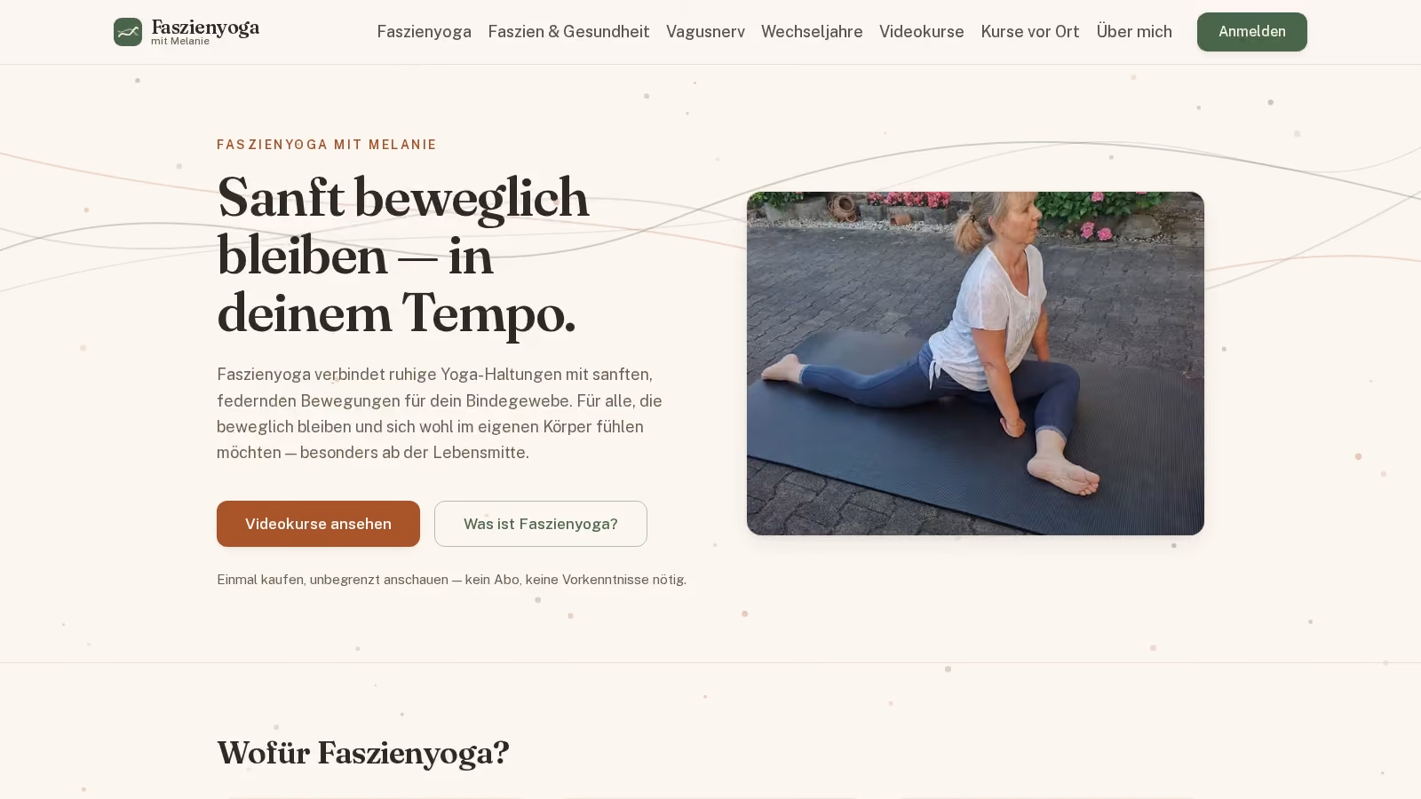 Startseite mit dem Kursangebot