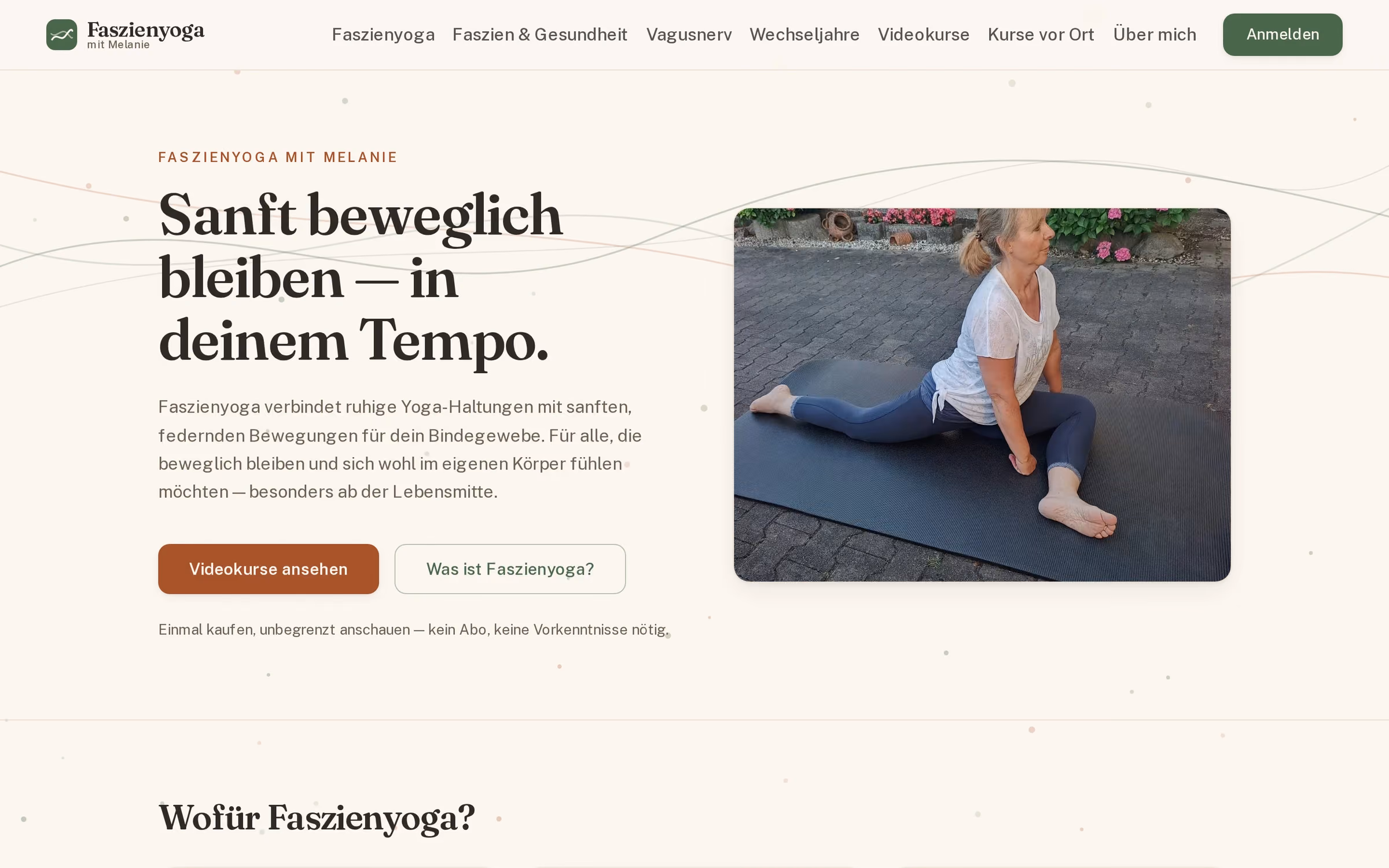 Startseite von faszienyoga-melanie.de