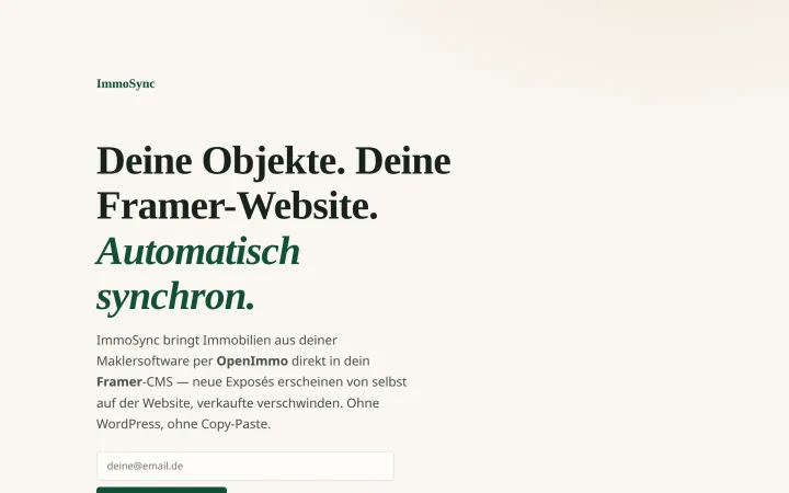 Startseite von getimmosync.de