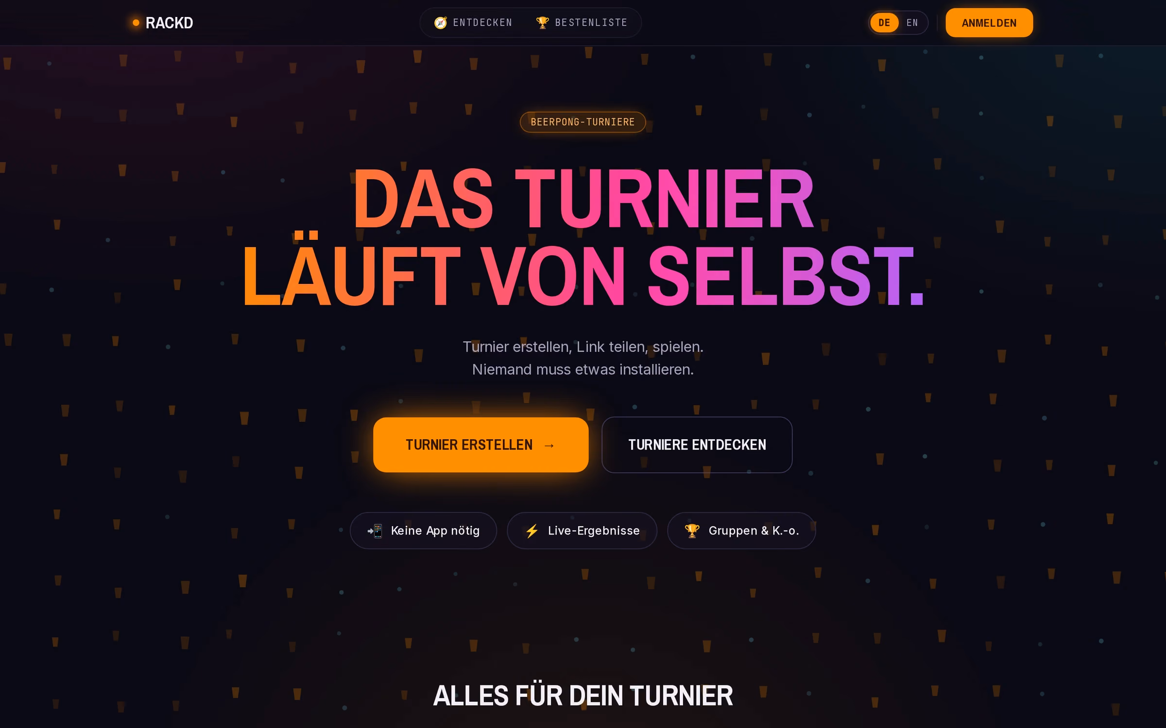 Startseite von playrackd.com